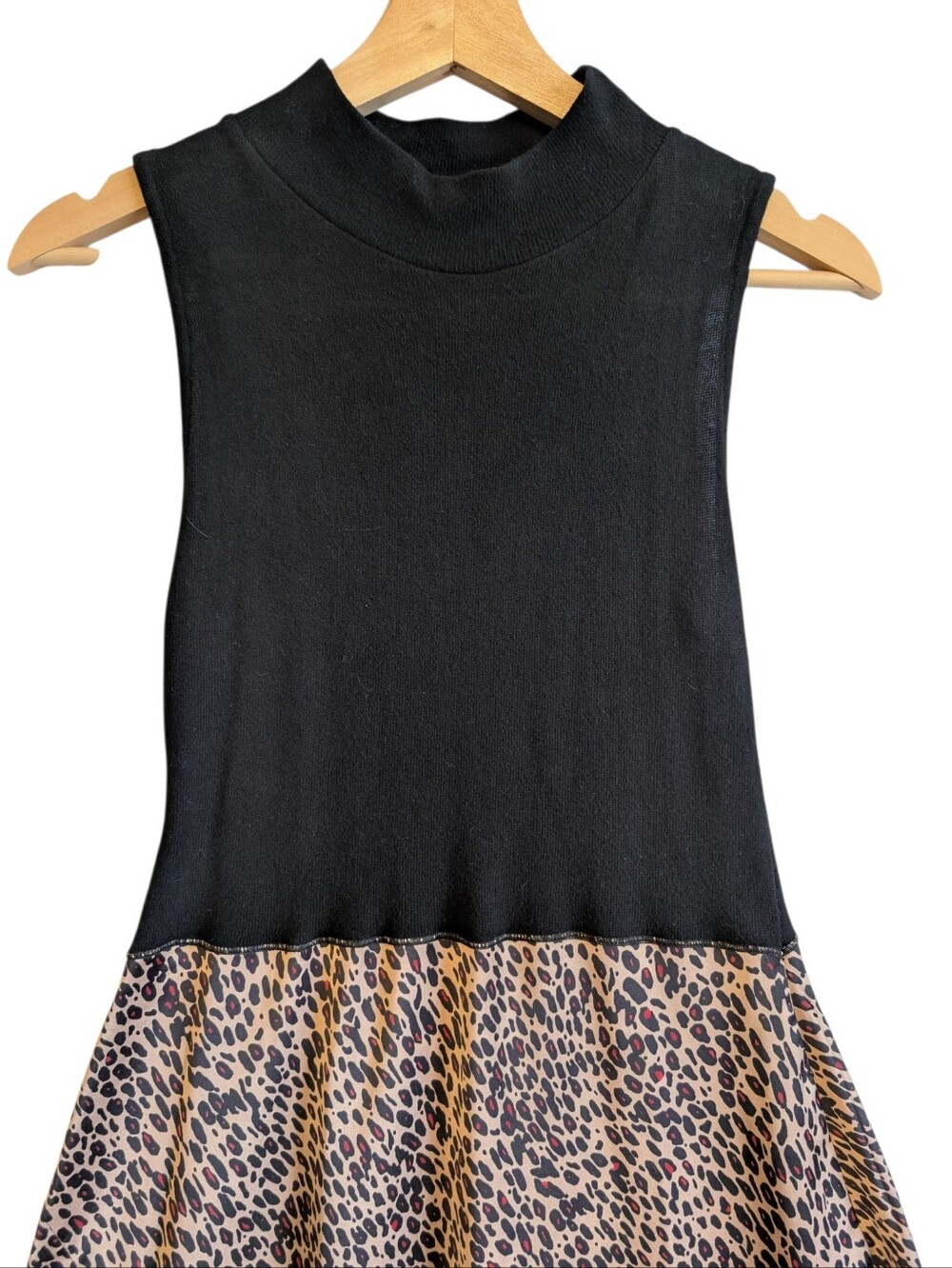 Zara sleeveless black mock neck dress leopard animal print size small - Picture 4 of 4